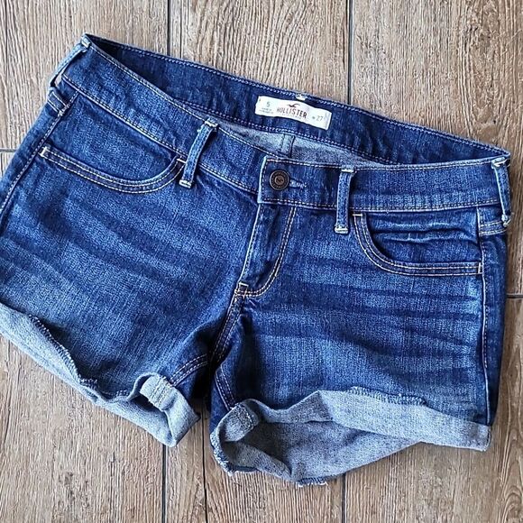 HOLLISTER Cut-Off Jean Shorts Dark Blue Wash Size 27 - Picture 1 of 7
